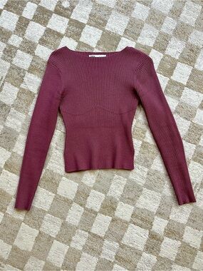 Ribbed Long Sleeve Crop Top - Mauve
